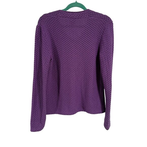 Eileen Fisher Purple Waffle Knit Merino Wool Sweater Size S - Picture 4 of 8